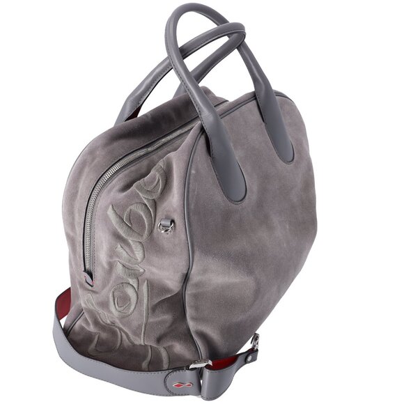 Christian Louboutin Calfskin Spikes Loubinthesky Medium Grey  Christian Louboutin Mary Jane Large Handbag Gray Khaki Suede Leather